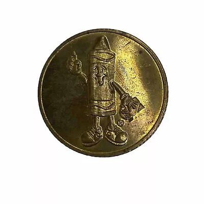 Vintage Crayola Crayon Factory Souvenir Gold Tone Metal Coin Token Medal • £6.75
