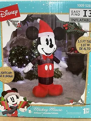 Mickey Mouse Santa Hat & Plaid Shirt Christmas Gemmy Airblown Yard Inflatable • $36.95