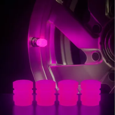 4X Glowing Pink Car Wheel Tire Tyre Air Valve Stem Caps Covers Car Accessories • $2.70