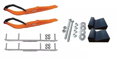 C&A Pro Orange Razor Snowmobile Skis W/ 4.5  Shaper Bars Complete Kit • $395.05