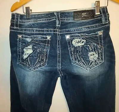 Miss Me Standard Skinny Size 30 Dark Denim Jeans Sequins Bling ME3063SR • $27