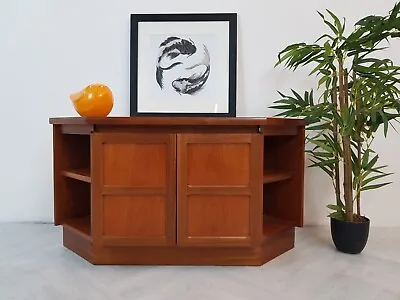 Nathan Mid Century Vintage Teak Hexagonal Compact Sideboard Entertainment Unit • £245