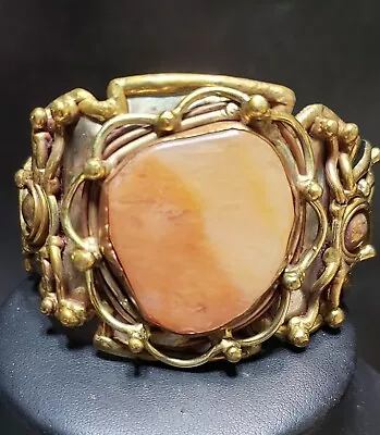 Vintage Maltese Cross Scotish Agate Cuff Bracelet Brutalist • $65