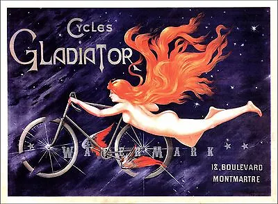 Cycles Gladiator 1905 Paris French Bicycle Advertising Vintage Poster Print • $19.40