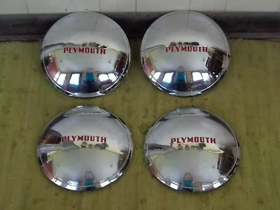 49 50 Plymouth Dog Dish HUB CAPS 10  Set Of 4 Mopar 1949 1950 • $229.95