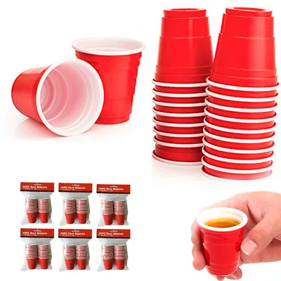 120ct Mini Red Cups 2oz Plastic Disposable Shot Glasses Party Shooter • $13.99