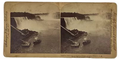 1894 Stereoview Card General View From Suspension Bridge Niagara Falls U.S.A. • $12.29