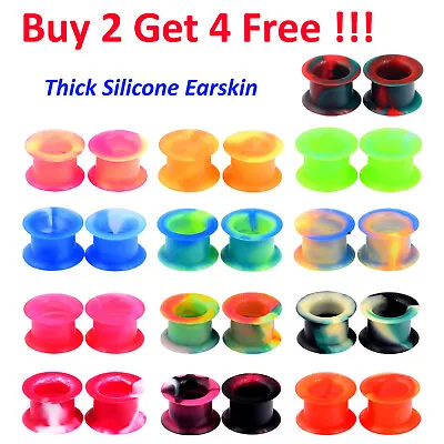 2Piece THICK EARSKINS-Silicone Ear Gauges-Ear Plugs-Double Flared FLESH TUNNELS • $3.59