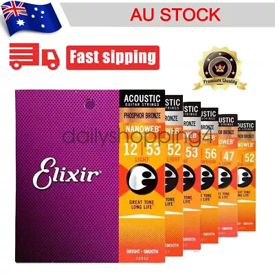 $12.20 • Buy Elixir Acoustic Guitar Strings Electric Phosphor Bronze LIGHT 12052 11027 Bundle