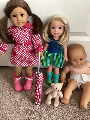 American Girl TLC Lot Dolls Retired Truly Me Brown Hair + Bitty + Wellie Wisher • $39.99