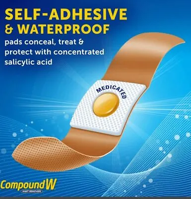 Wart Remover 2 PLASTERS Verruca Treatment Compound W Max Strength One Step Pads • £5.49