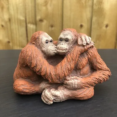 Orangutan Couple Small - Painted Stone Garden Ornament - Orangutan12 • £13