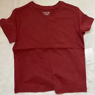 Vince Little Boys Solid Pima Cotton V-Neck Short Sleeve Tee Size 5 • $28