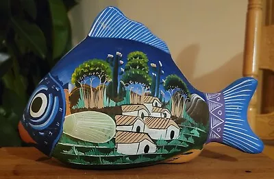 Vintage Talavera Mexican Pottery Fish Folk Art HandPainted Figurine Statue 9.5  • $32