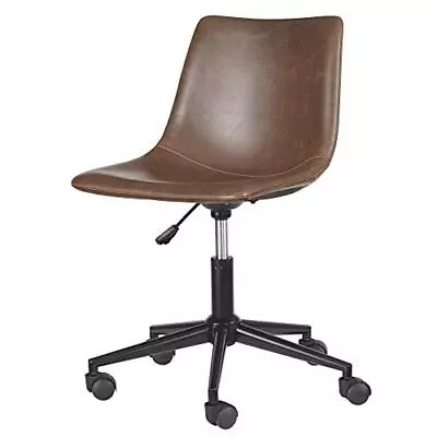  Faux Leather Adjustable Swivel Bucket Seat Home Office Desk Chair Brown • £133.81