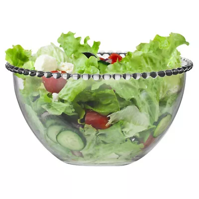 Large Beaded Glass Salad Bowl Bella Perle Serving Fruit Dish Alfresco Dining • £18.99