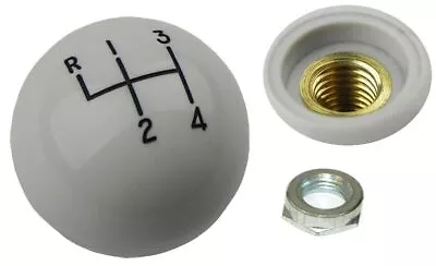 64-88 1 7/8 White Hurst 4 Sp Shifter Handle Ball Knob W Nut Coarse Thread 3/8-16 • $23.60