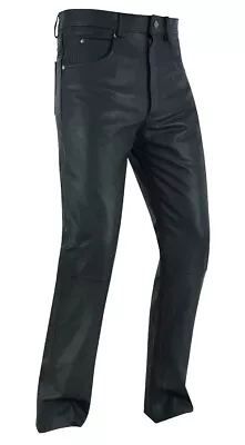 New Dream Apparel Mens Motorcycle Black Leather Pants Jeans Style Sz 44 • $45