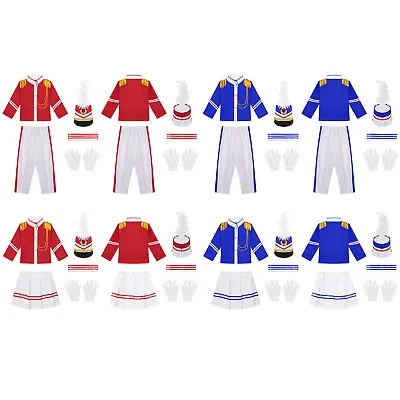 Boys Girls Drum Major Costume Marching Band Uniform Stage Cosplay Party Outfits • $22.25