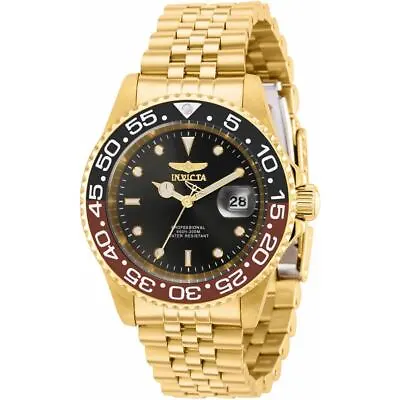 Invicta Men's Watch Pro Diver Quartz Black Dial Yellow Gold Steel Bracelet 36042 • $63.99