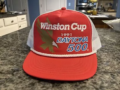 Vintage NASCAR Winston Cup 1991 Daytona 500 Hat SnapBack Mesh Rope Trucker *NOS* • $19.99