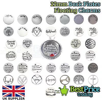 £0.99 • Buy 22mm Stainless Steel Back Plate Disc For 30mm Memory Floating Charm Locket
