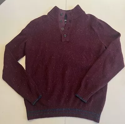 IZOD Mens Mockneck Donegal Sweater - Slim Fit - Medium - Scarlet Red • $14.99