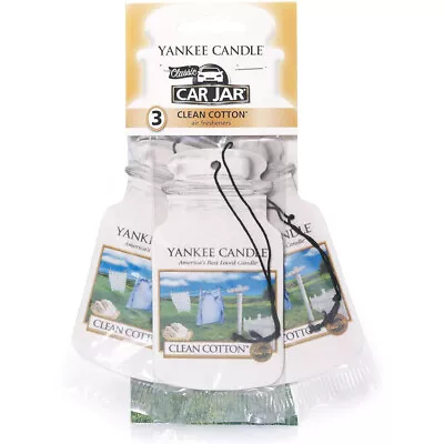 Yankee Candle Car Air Freshener Freshner Fragrance Scent 2D - Clean Cotton 3Pk • £6.29