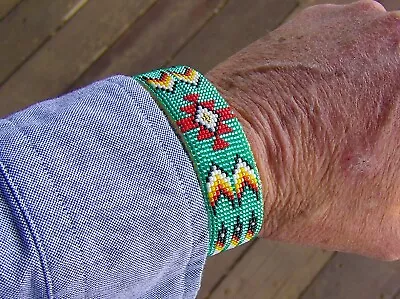 NEW WIDTH SIZE Navajo Indian Hand Beaded Cuff Bracelet 1700+ Beads Mrs. John • £44.65
