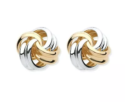 9ct Gold Celtic Love Knot Stud Earrings - Multi Tone Gold - Solid 9k Gold • £49.95