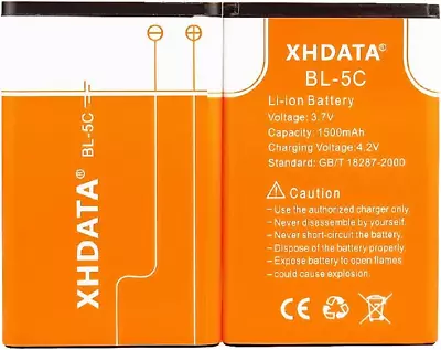 XHDATA Rechargeable Battery BL-5C 3.7V 1500Mah For Radio 2 Pieces Orange • £13.46