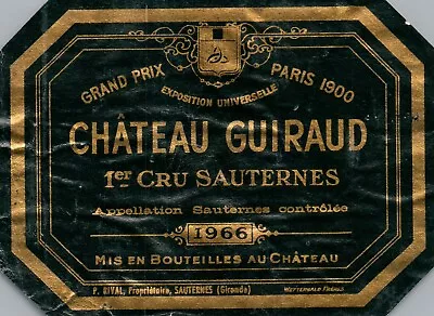 1960's Chateau Guiraud 1900 Paris Exposition French Wine Label VTG Original A444 • $11.97