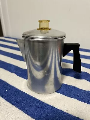 Vtg Small Aluminum Coffee Pot Percolator Stove Top W/Handle Manitowoc WI MIRRO • $13