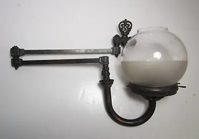 Antique Vtg 1800s Gas Wall Mount Light Fixture Globe Sconce Swing Arm Lamp • $62.95