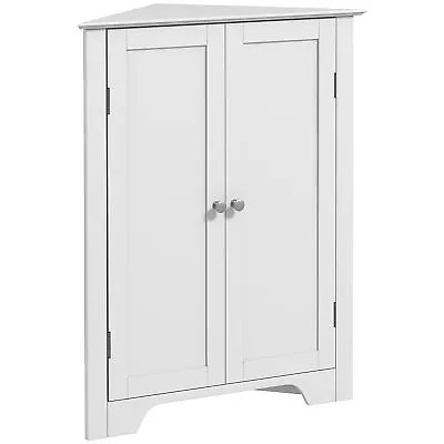 £59.99 • Buy Kleankin Corner Bathroom Cabinet, Recessed Doors And Adjustable Shelf, White