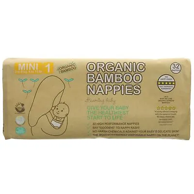 Beaming Baby | Organic Bamboo Nappies Size 1 - 2-6kg 32 Pcs/bag | 32 • £17.01