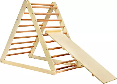 Wooden Climbing Triangle Ladder With Ramp 2 In 1 Foldable Toddler Triangle Clim • $155.99