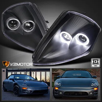 Black Fits 2000-2005 Mitsubishi Eclipse LED Halo Projector Headlights Left+Right • $119.38