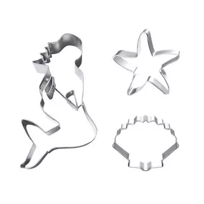 Mermaid Cookie Cutter Set - Set Of 3 - Mermaid Starfish And Seashell - Stain... • $25.66