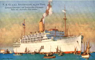 1930s Official  Postcard P & O Strath-class Passenger Liner RMS STRATHALLAN • £1.50