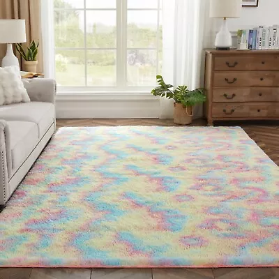 Large Fluffy Rugs Super Soft Mat Living Room Bedroom Carpet Anti-Slip Shaggy Rug • £8.99