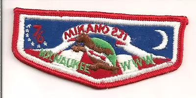 MIKANO LODGE 231 S2b ?  1976 BICENTENNIAL  FLAP  WISCONSIN OA • $6