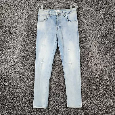 Zara Womens Distressed Light Wash Straight Blue Jeans Size 30 • $17.99