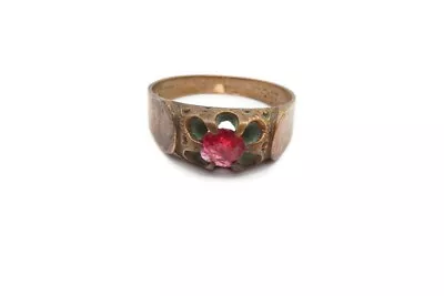 Vintage Mens Ring Gold Tone Red Stone Size 10.75 • $53.99