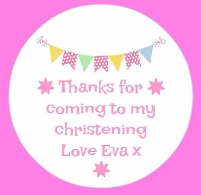 £1.75 • Buy Personalised Bunting Christening Stickers Thankyou Sweet Cones Bags Seals Labels