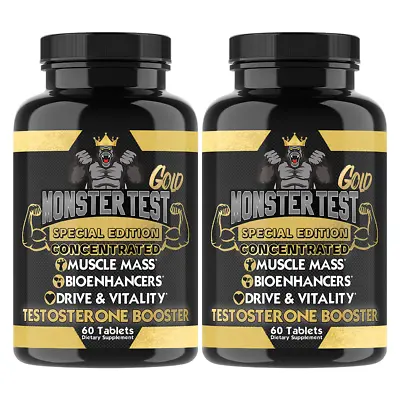 Testosterone Booster Monster Test Gold For Men Muscle Mass Men Power Gains 2 Pk • $74.99