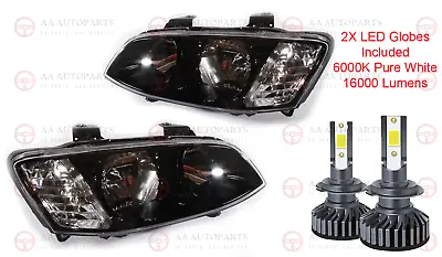 $285 • Buy Black Headlights Pair + LED Globes For Holden Commodore VE Series 2 SS SV6