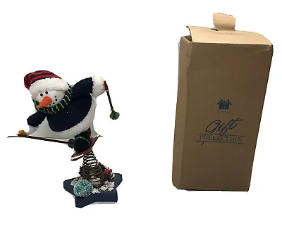 Vtg 2001 Christmas Bouncy Skiing Snowman Avon Collectible Holiday Snowman 9” • $17.99