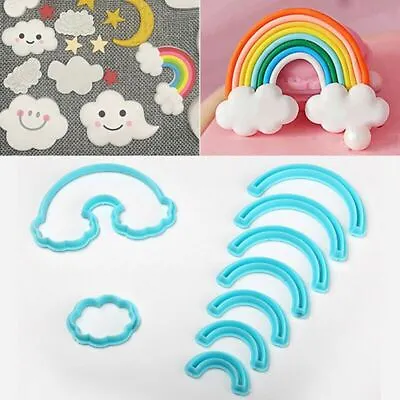 Plastic Rainbow Shape Fondant Moulds Cutters - SET OF 9 For Cake Decorating • £4.49