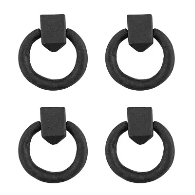 Black Cast Iron Mission Ring Cabinet Pulls 2  Antique Drop Style Pack Of 4 • $39.99